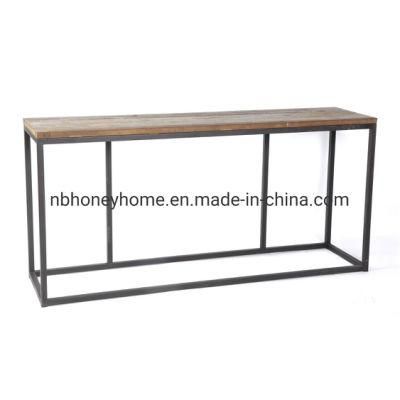 Recycle Elm Iron Base Dining Living Room Console Table
