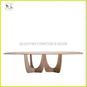 Italian Modern Design Solid Ash Wood Large Irregular Square Dining Table