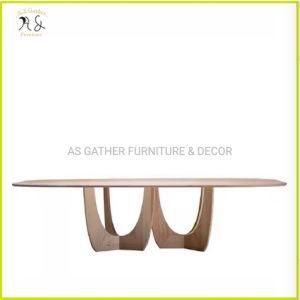 Italian Modern Design Solid Ash Wood Large Irregular Square Dining Table