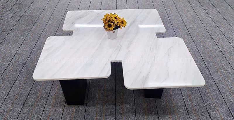 Natural Marble 6 Seater Dining Table Modern Rectangular Dining Table Set