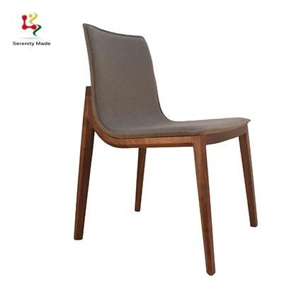 Traditional Restaurant Fruniture Wooden Frame Fabric Dining Chairs