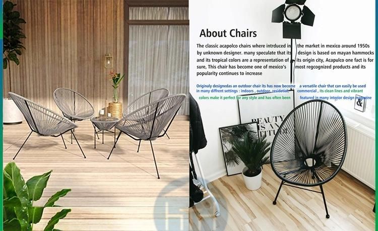 Morden Knock Down Outdoor Garden Outside Patio Furniture Comfortable Rope Rattan All Weather Steel Iron Egg Acapulco Chair
