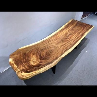 Vintage Furniture Antique Design Walnut Wood River Table Clear Epoxy Resin Wood Table for Dining