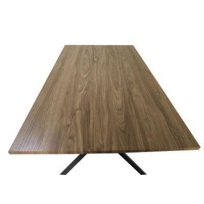2021 New Design Custom Nordic Style Modern Coffee Restaurant Metal Legs MDF Table Top Rectangle Dining Table and Chair Set