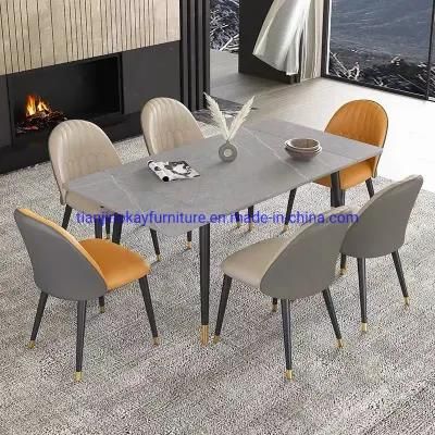 Restaurant Furniture Dining Room Set Black Sintered Stone Top Dining Table Set with 4/6 Chairs for Home
