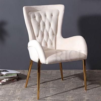 PU Leather Tufted Back Chair for Dining Room Modern Metal Leg Dining Chair