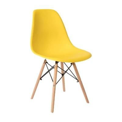 Yellow Plastic Back with Beech Legs Dining Table and Chair
