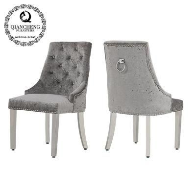 UK Style Velvet Fabric Metal Dining Room Chair