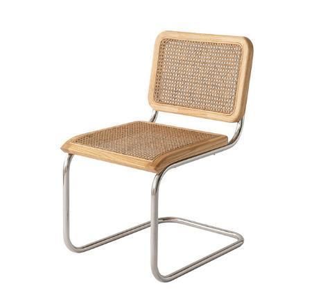 Metal Leg Wood Dining Chair Cafe Office Chair Balcony Study Armchair