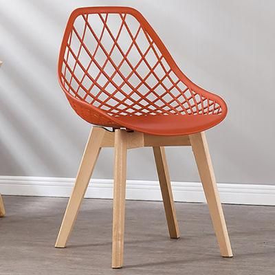 Hot Sale in Poland Plastic Chairs Polypropylene Dining Chair with Wooden Legs