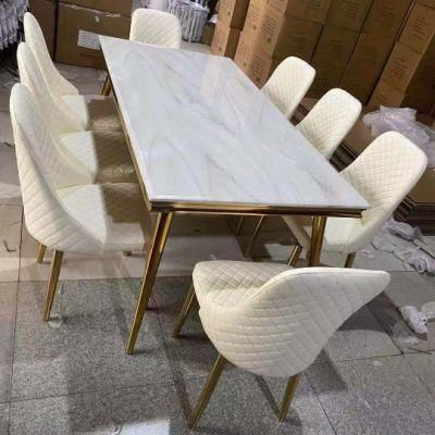 Hot Selling Luxury Metal Steel Marble Top Dining Table