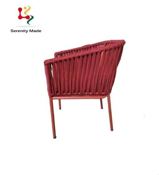 Wholesale Outdoor Custom Made Furniture Garden Patio Aluminum Rope Frame Leisure Dining Chair with Upholstered Seat and Pillow