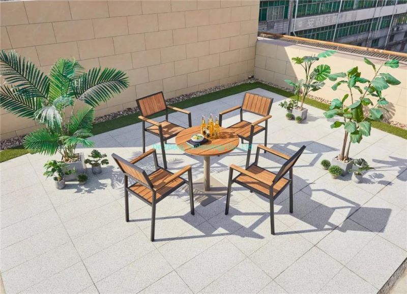 Modern Restaruant Pedestal Chair Popular Selling Polywood Aluminium Bistro Set White Square Outdoor Table Garden Dining Set