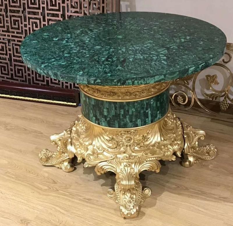 Classic Round Semi-Precious Stone Table Indoor Luxury Malachite Green Marble Coffee Table