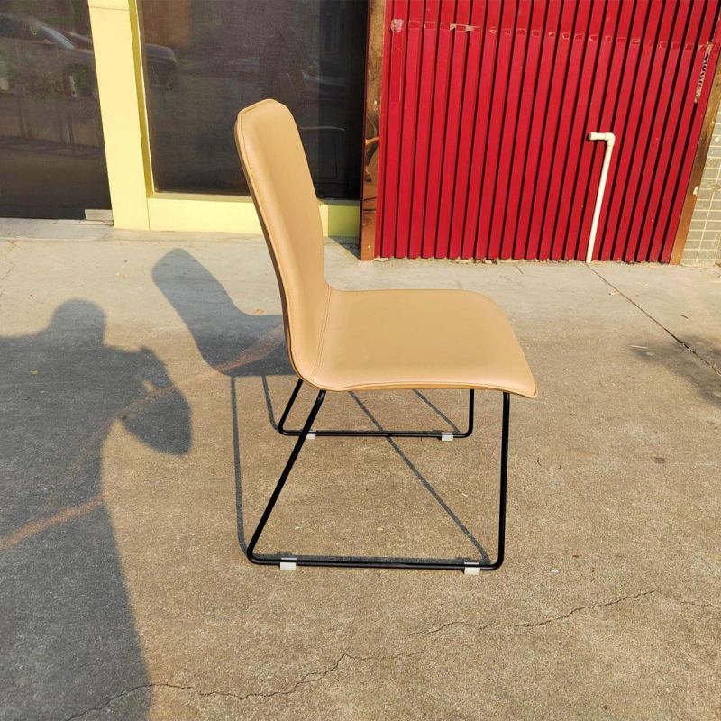 Cafe Furniture Modern PU Leather Coffee Chair Metal Dining Chair
