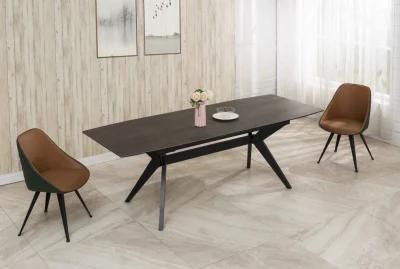 Modern Table with Butterfly Extension Ceramic Dining Room Furniture