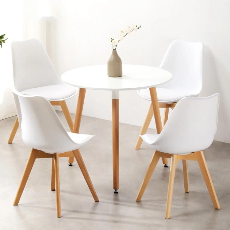Solid Wood MDF Surface Custom Round Dining Table Set 6 Chairs