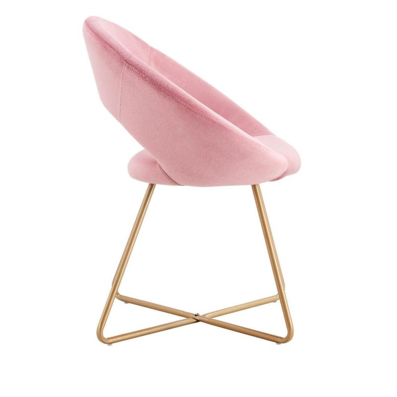 2021 New Nordic Pink Velvet Armchair Dining Chair