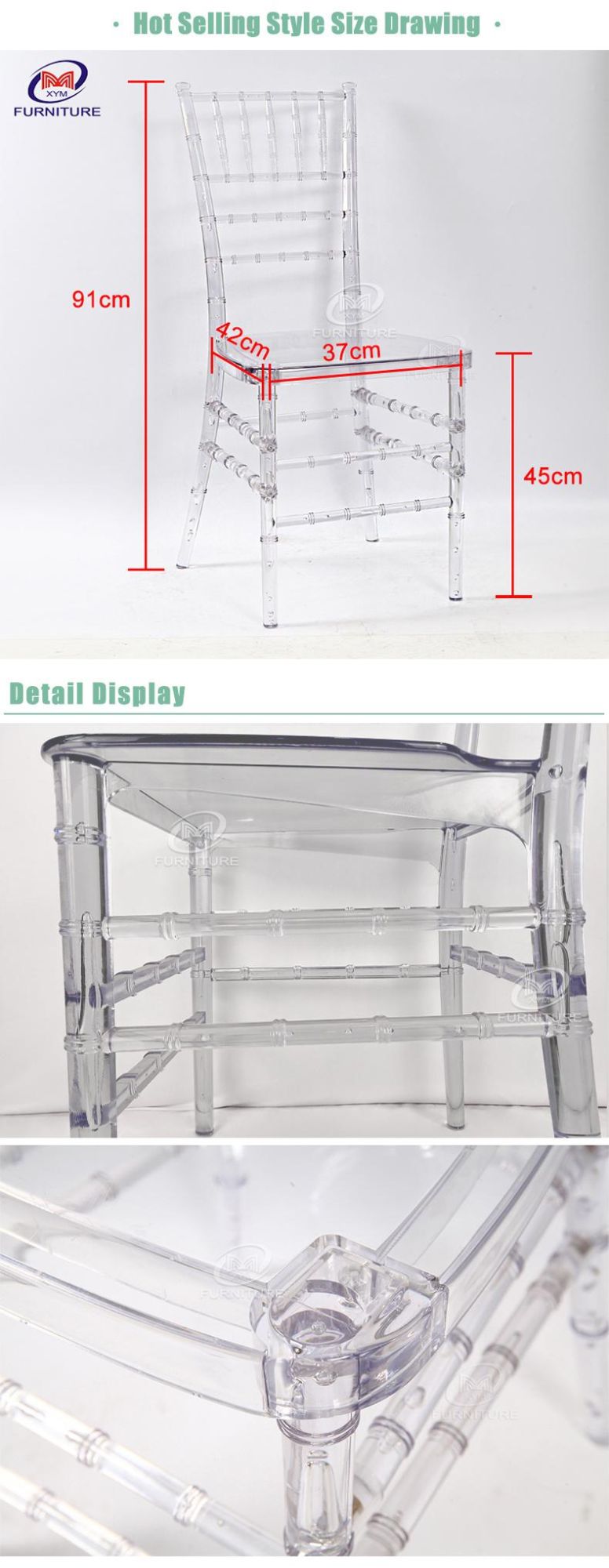 Resin Plastic Crystal Clear Acrylic Chiavari Tiffany Chairs