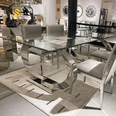 Dining Room Furniture Clear Glass Top Dining Table Wholesale