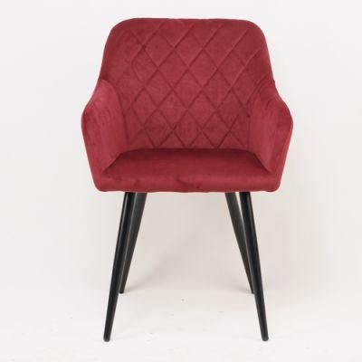Home Furniture Velvet Luxury Dining Chairs with Metal Legs