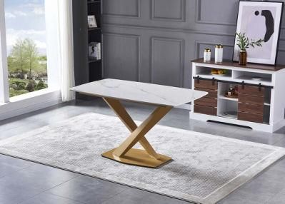 Sintered Stone Dining Tables with Goldern Legs Ceramic Table