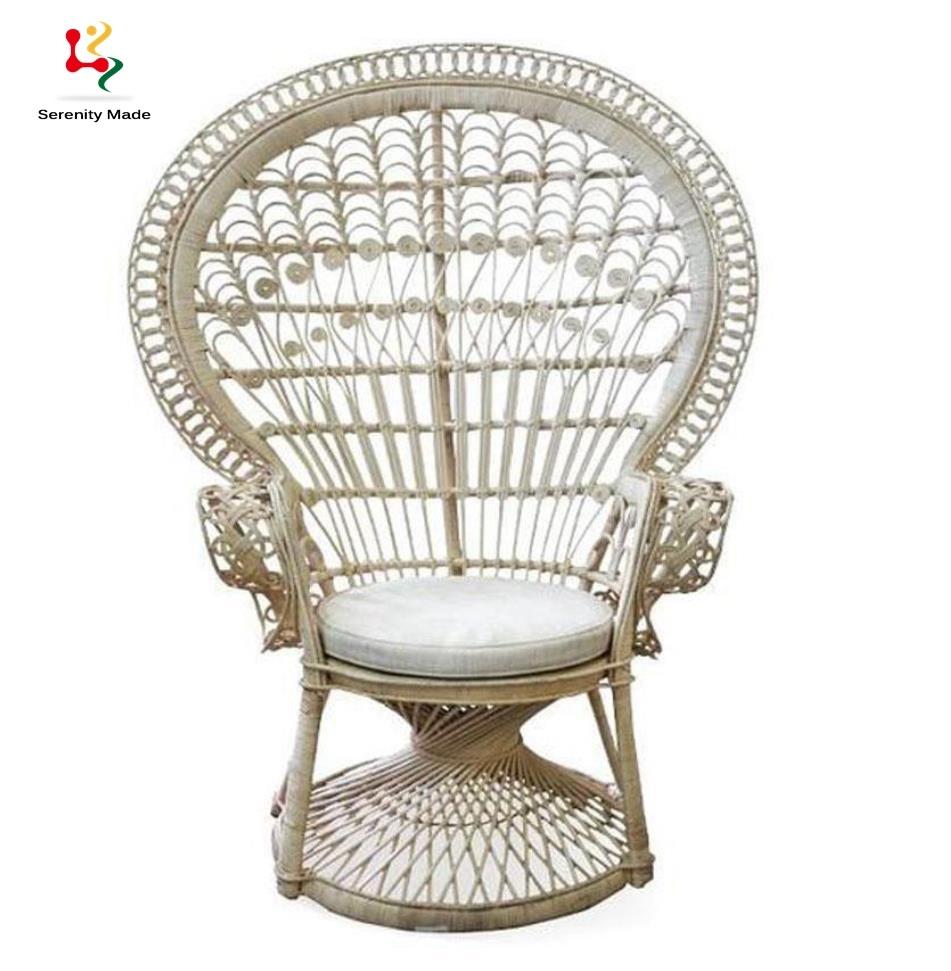 Vintage High Quality Real Rattan Outdoor Peacock Rattan Chair with Seat Pad