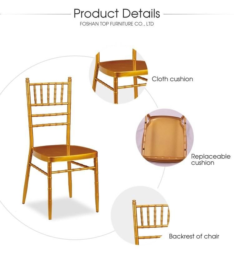 Outdoor Furniture Luxury Factory Wholesale Stackable Steel Gold Wedding Chair