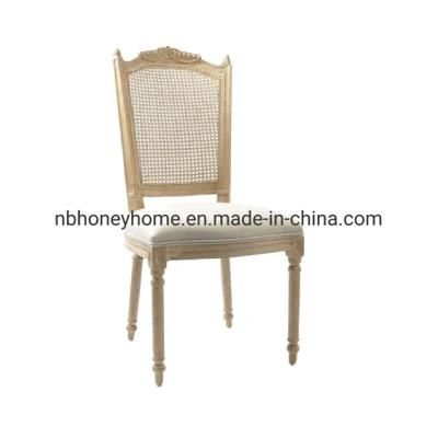 Luxury High Quality Carved Rattan Back Upholstery Fabric Seat Dining Chair