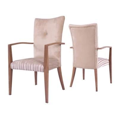 Cheap Chinese Restaurant Furniture Metal Frame Dining Chairs with Arm