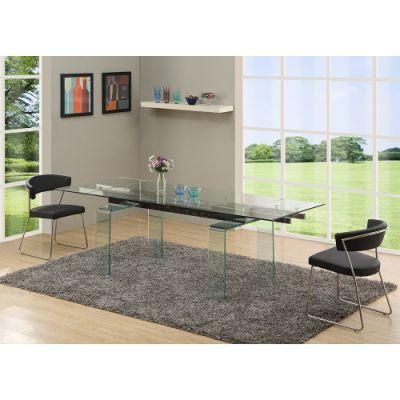 European Clear Tempered Glass Furniture Dining Room Table with Chair