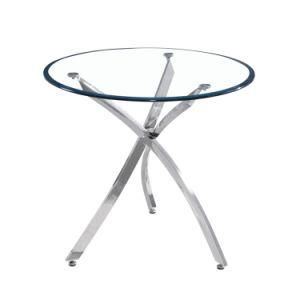 Contemporary Stainless Steel Bistro Dining Table with Tempered Glass Top