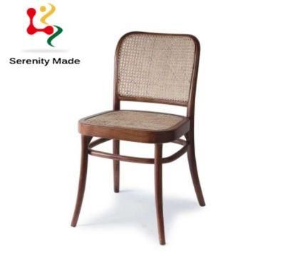 Wholesale Event Hire Solid Wood Stackable Wedding Cane Wicker Rattan Back Restaurant Dining Chair