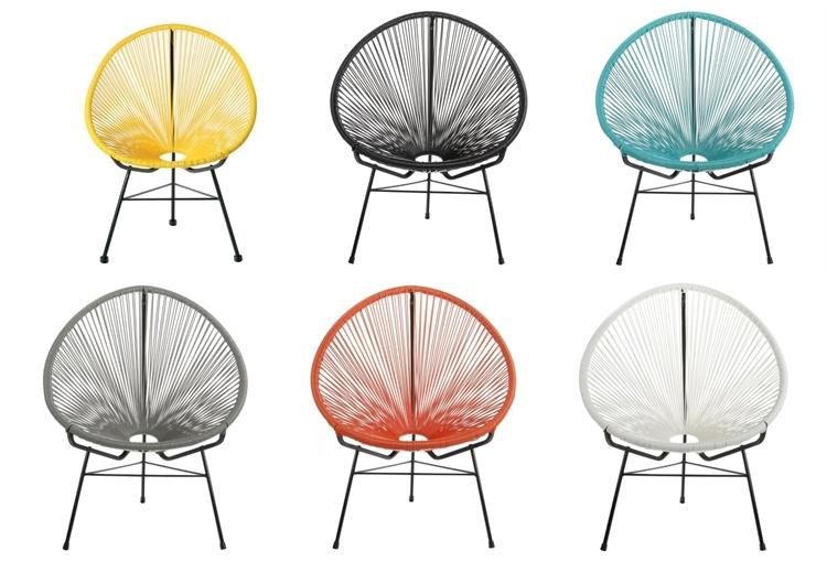 Cheap Wholesale Casual Outdoor Stylish Steel Frame with Plastic Rope Acapulco Chair