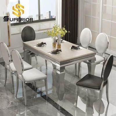 American Style Furniture Luxury White Marble Dining Room Table