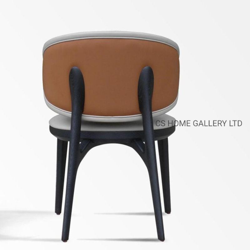 Fashionable Luxury Restaurant Home Nordic Style Wooden Furniture Modern Indoor PVC Leather Hotel Restaurant Dining Chair