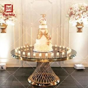 Modern Stainless Steel Gold Mirror Cake Table for Wedding Event Party