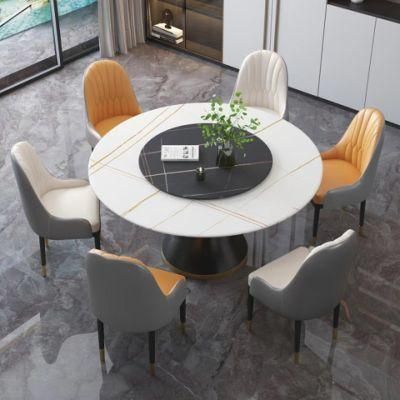 Modern Center Round Dining Table with Metal Leg