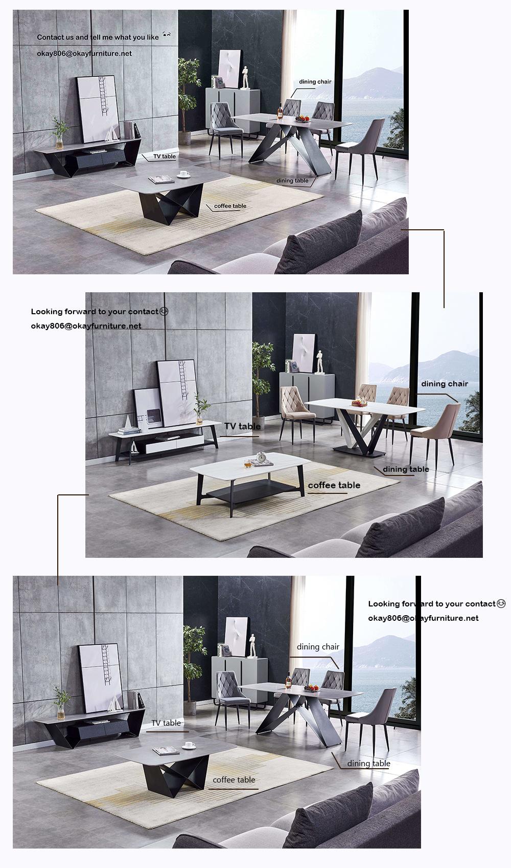 New Marble Ceramic Grey Dining Tables Furniture Dining Room Square Ergonomically