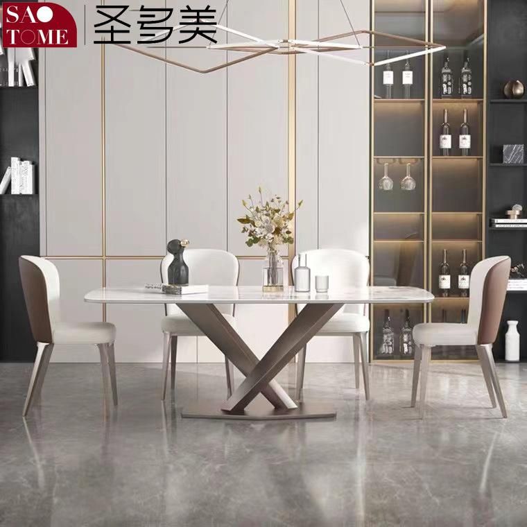 Modern Rock Furniture Stainless Steel Cross Table Dining Table