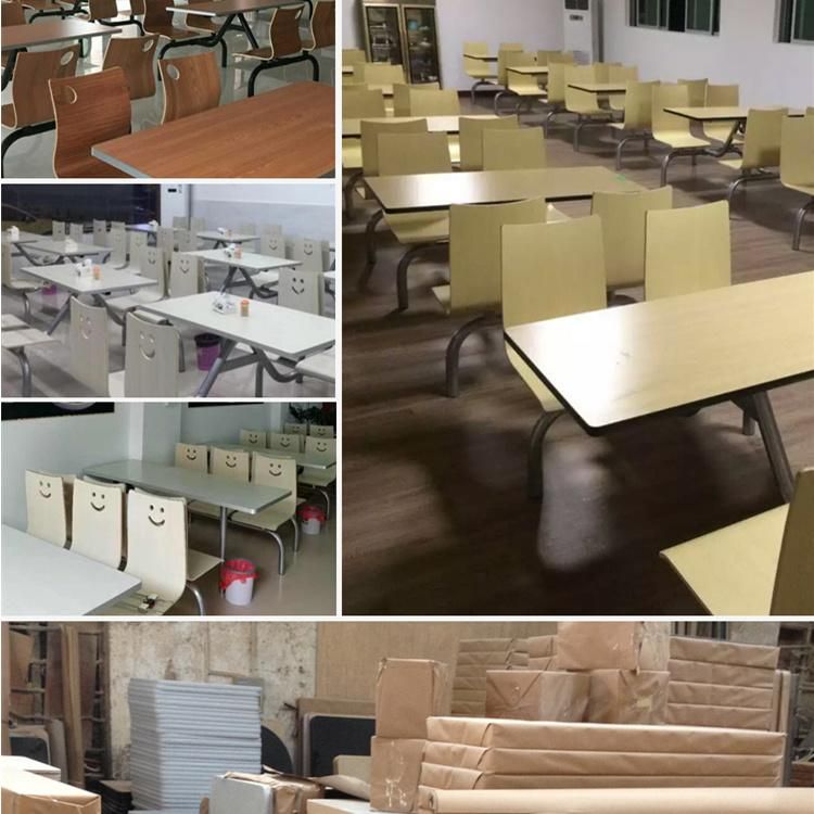 Cheap Staff Snap Food Restaurant Industrial Staff Steel Canteen Furniture Dining Table and Chairs for Home/Office/ Snap Food Restaurant/Cafeteria