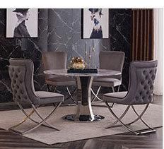 Top 1 Best Selling Modern Rectangular Marble Top Dining Table with Silver Chrome Legs