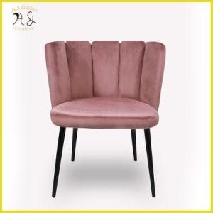 European Luxury Design Velvet Upholstered Cover Metal Legs Dining Chair