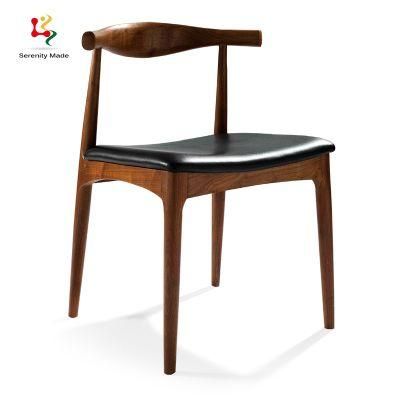 Custom Restaurant Leather or Fabric Material for Seating Option Timber Teak Wood Dining Chair