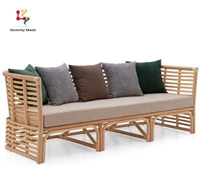 High Quality Modern Home Style Real Rattan with Soft Seating Lounge Sofas