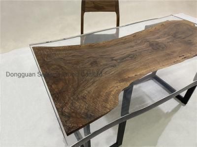 Custom Walnut Wood Working with Epoxy Resin Dining Table Top for Luxury Furniture