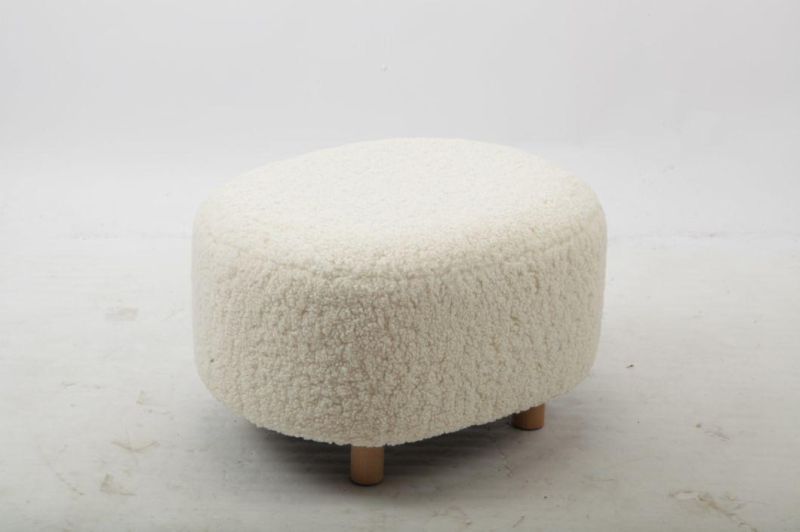 Customized Washable Round Wooden Fabric Dining Makeup Pouf Bar Stools Chair Footrest Shoe Changing Kids Ottoman Stool