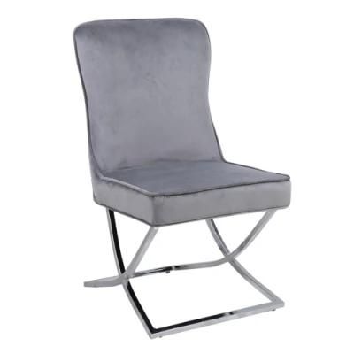 X Chrome Leg Dining Chair with Back Ring