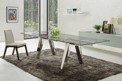 Wholesale Rectangle Clear Tempered Glass Dining Table