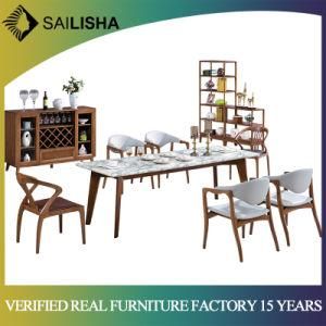 Rectangle Marble Top Solid Wood Dining Table Manufacturer Wholesale Latest Design Home Furniture Set